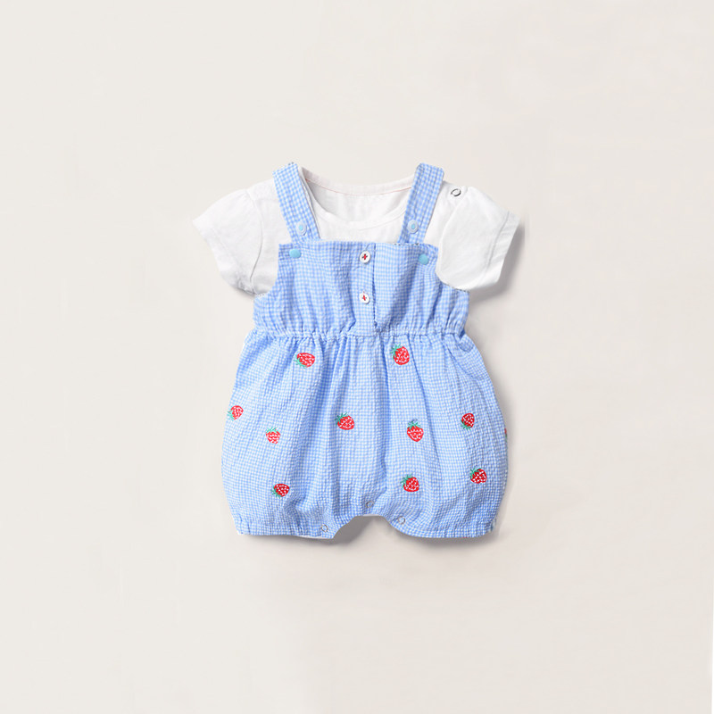 Baby suit summer gas cute male and female baby strap pants in summer baby summer dress pure cotton two pieces