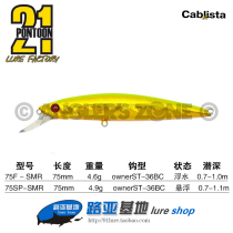 Japan PONTOON 21 Floating Mino Cablista 75SP F-SMR Luya Bait Fake Bait Hard Bait