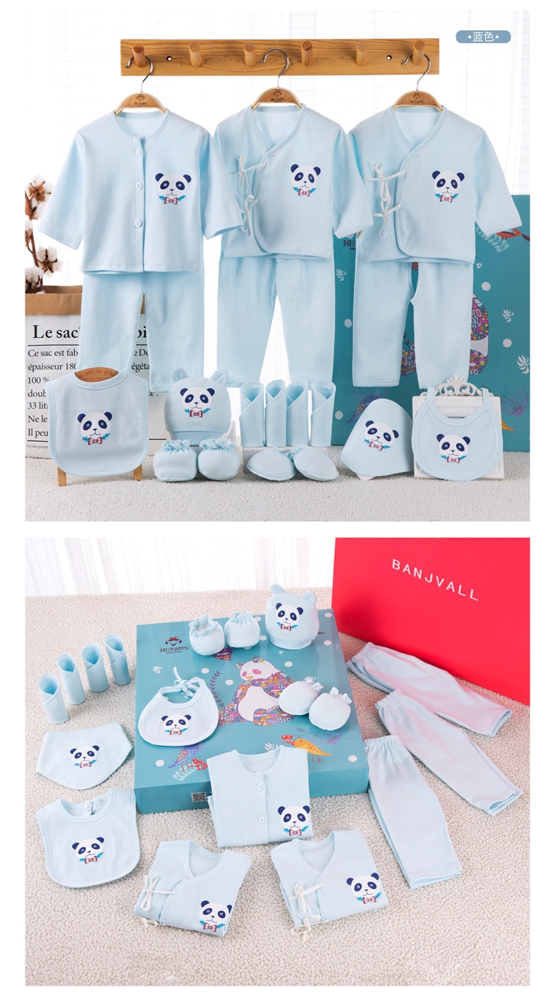 Bộ quà tặng sơ sinh trăng tròn cho bé quần áo màu đỏ cotton trẻ sơ sinh nam và nữ gấu trúc bé quà tặng sơ sinh - Bộ quà tặng em bé quà sơ sinh cho bé gái