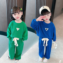 Girl set Spring and Autumn childrens two-piece set 2022 new net red female baby foreign boy wide leg pants