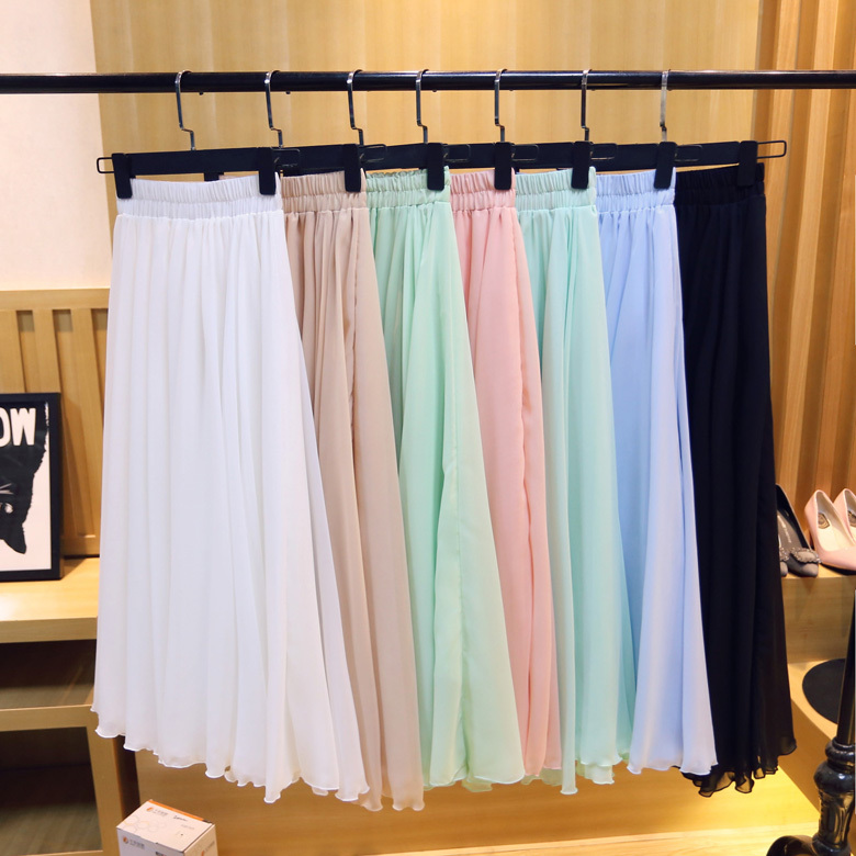 Spring and Autumn Drapey Dance Skirt, Mid-Length Skirt, Floor-Length A-Line Chiffon Skirt, Extra-Large Flared Skirt, Fairy Skirt