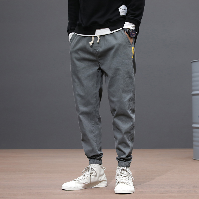 Shawn Yue same style trendy brand men's spring and autumn bundled feet large size Korean version loose all-match straight casual sports pants