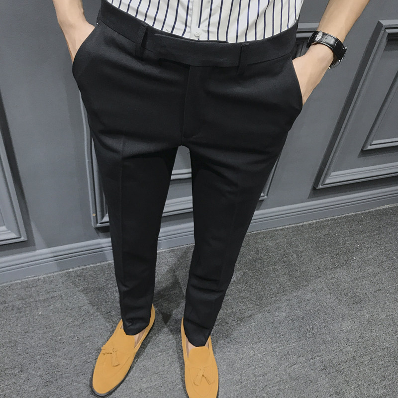 Boomer Inron Men's casual Little Western pants Western pants Men's black manicure Little footed Young Western pants Korean version of the men's pants