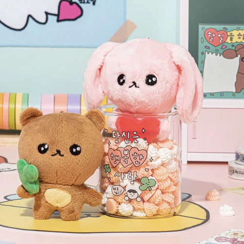 Плюшевый кролик, кукла, брелок, подвеска, (в наличии на складе), четырехлистный клевер, с медвежатами