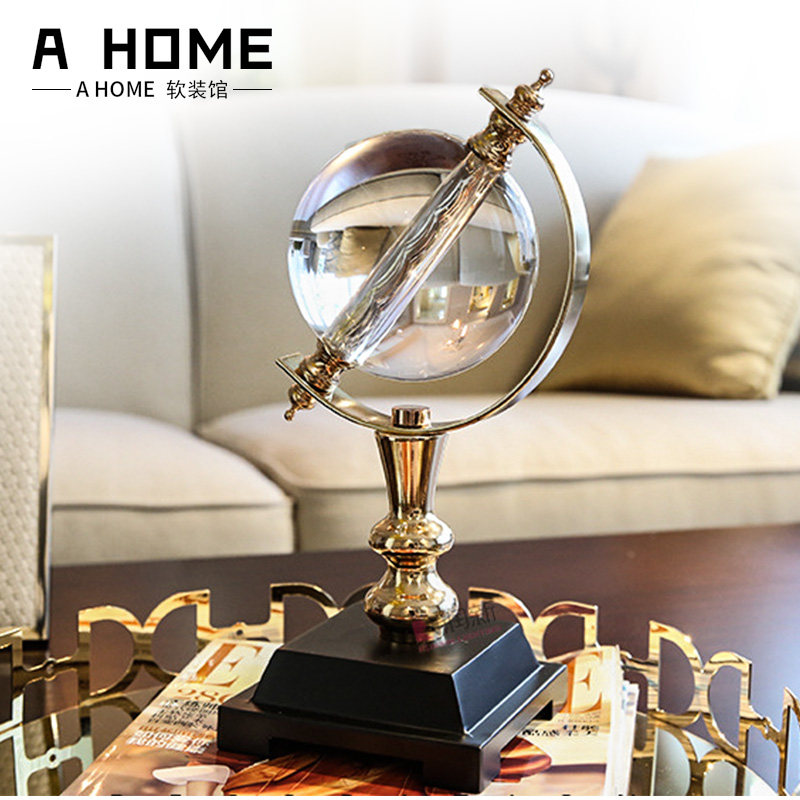 Crystal globe decoration American study living room wine cabinet soft decoration home model room decoration office table