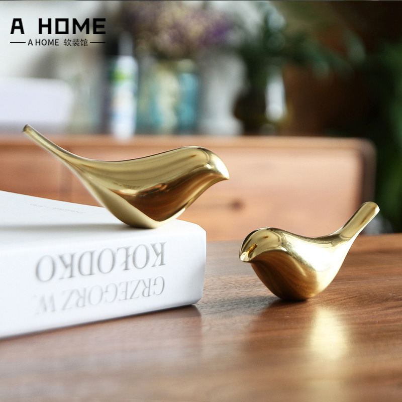 All-copper bird ornaments creative home model room furnishings European-style American country living room study bookcase decorations