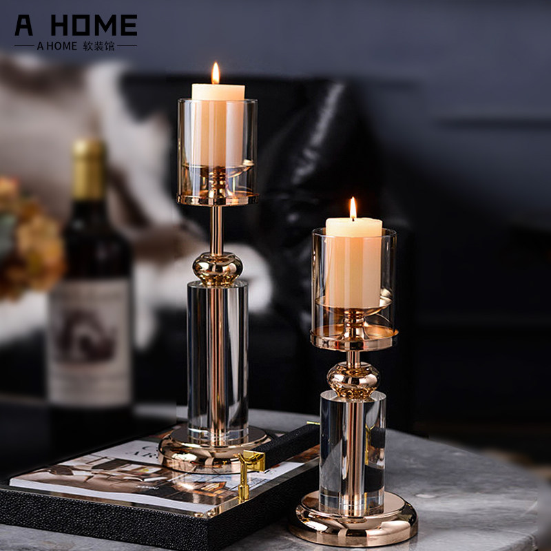 Nordic Light Extravagant Crystal Candlelit Candlelit room Living Room Genguan Crystal Pendulum home Candlelight dinner Romantic Wax Candle Holder-Taobao