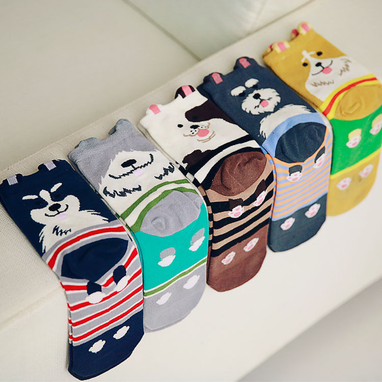 Dog series lady cotton socks lovely socks comfortable socks in socket stereo straight female socks