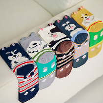 Dog series ladies full cotton socks cute women socks comfortable and soft midbarrel socks solid straight plate women socks