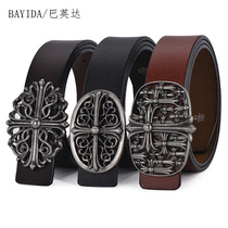 Mens belts genuine leather casual hairstylist belts Fashion retro Han version Tide Man Wide Pants With Social Spirit Little Guy