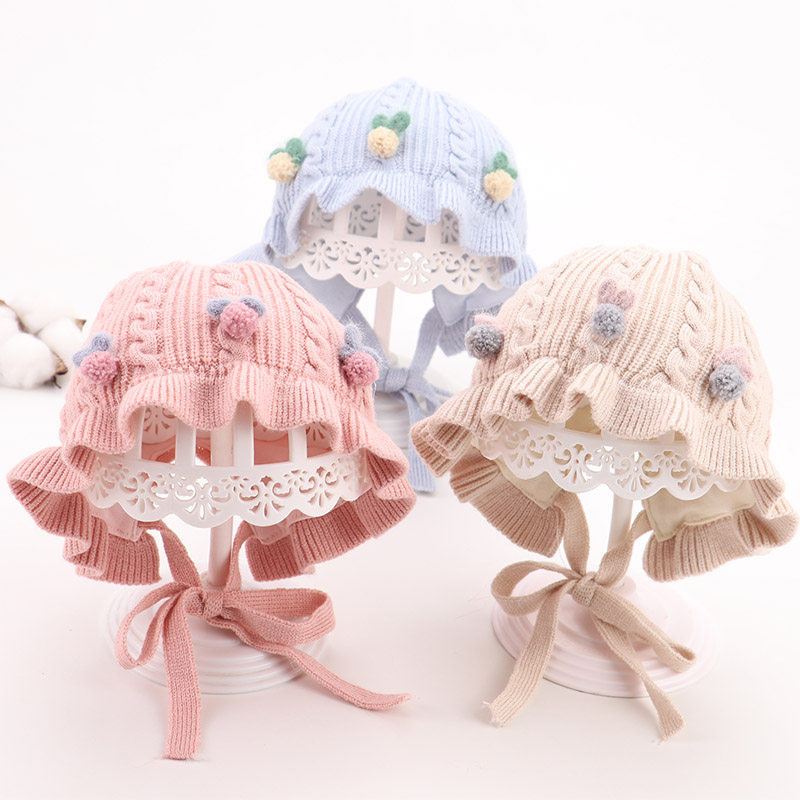 Female Baby Wool Line Hat Autumn Foreign Pie Winter 0 1 3 Months Three Princess Supercute Cute Little Moonage Baby Hat