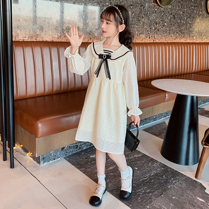 Girls spring dress 2022 new western style fashion lace princess net red children's small fragrance skirt spring