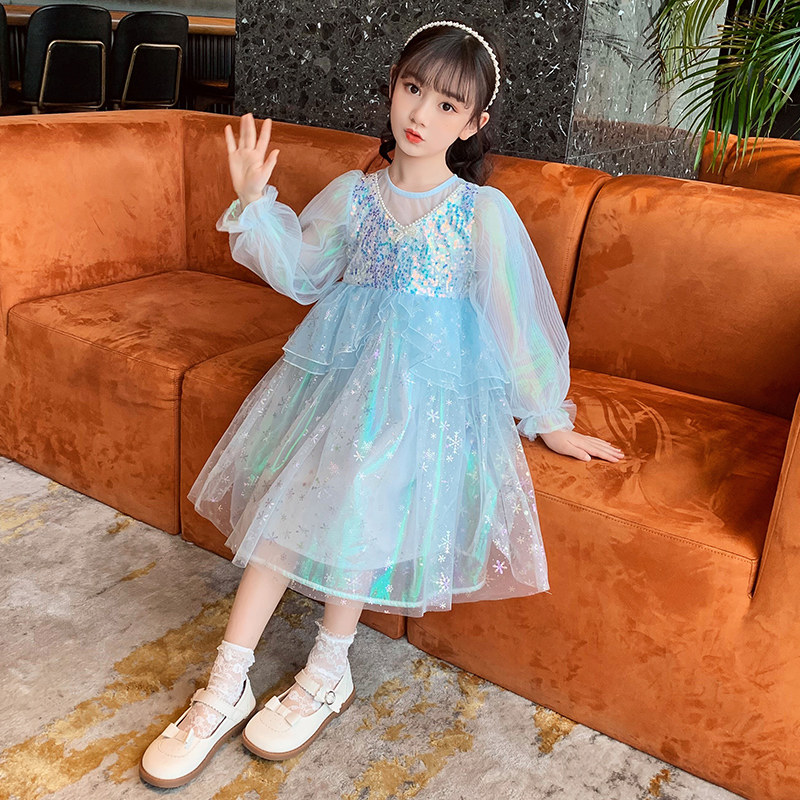 Girls' dresses 2022 spring new Western style children's spring and autumn skirts little girls fashionable princess dresses children's dresses