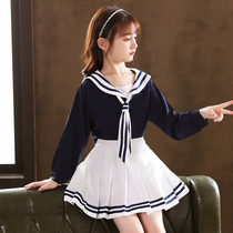 Girls' dress jk uniform suit spring and autumn dress red children's dress dirt dirt dirt dirt dirt danche Naval Academy style princess skirt