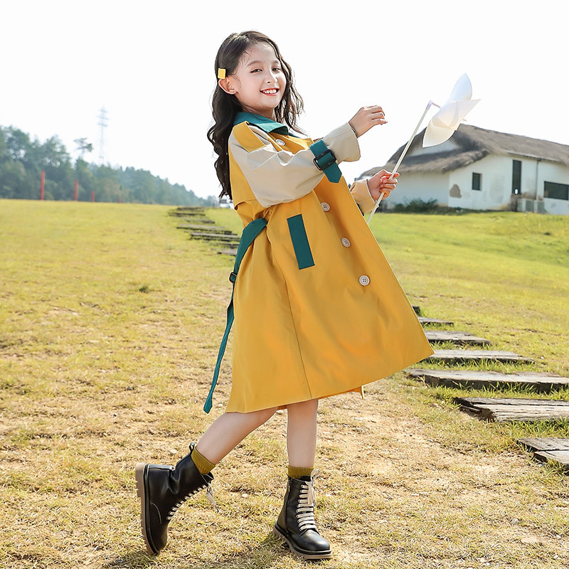 Girls' autumn coat 2022 new Korean version of the children's Western style middle-aged children's spring and autumn clothes little girl's long windbreaker