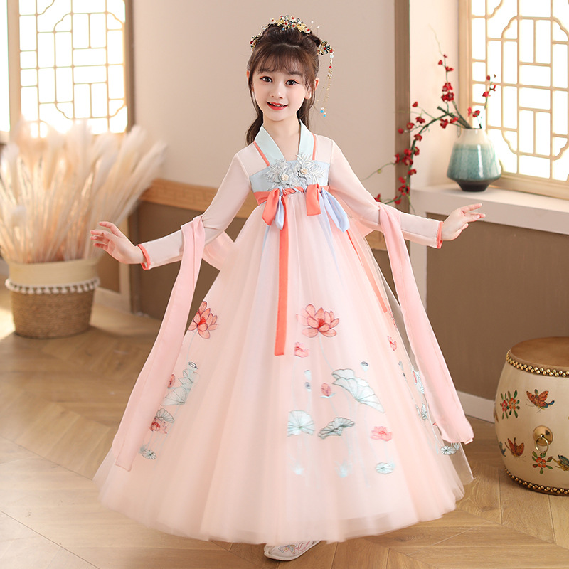 Children's Han Wear Summer 2023 new girls antique super - fairy spring and autumn Chinese female dress dress dress and dress dress