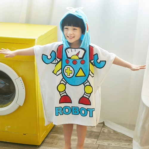 Качественная мультяшная детская детская шапочка с капюшоном, пляжное банное полотенце, длинный банный халат, 2-11 лет
