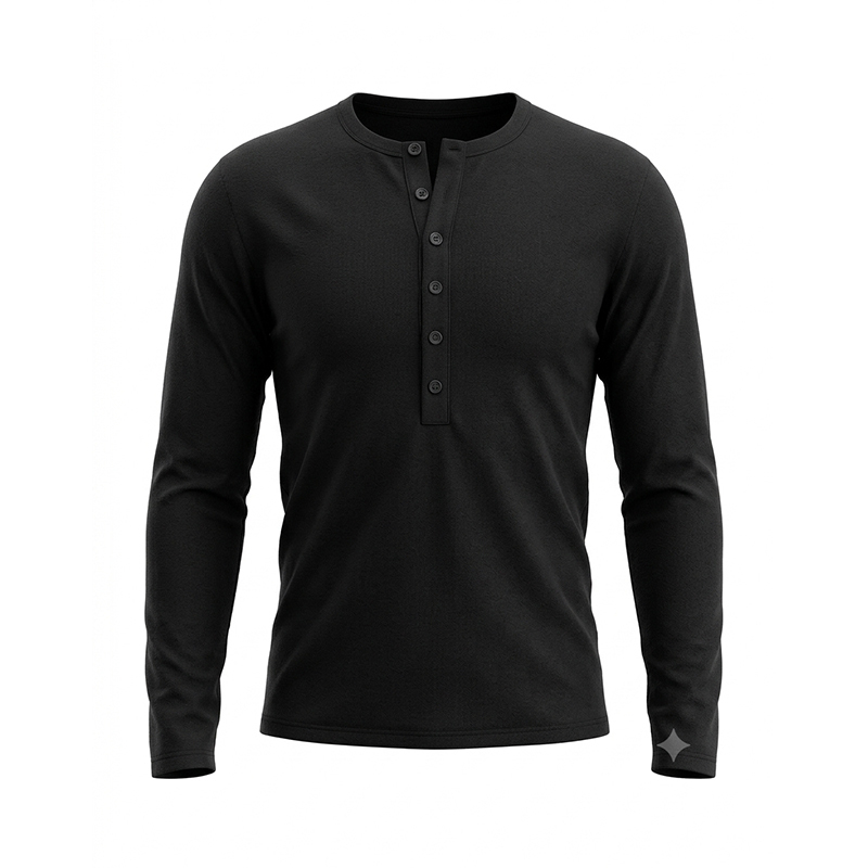Nkst Deep Placket Henry Collar Tight-Fitting Long-Sleeve Top for Layering or Wearing Alone, New Autumn Product, Slim Fit