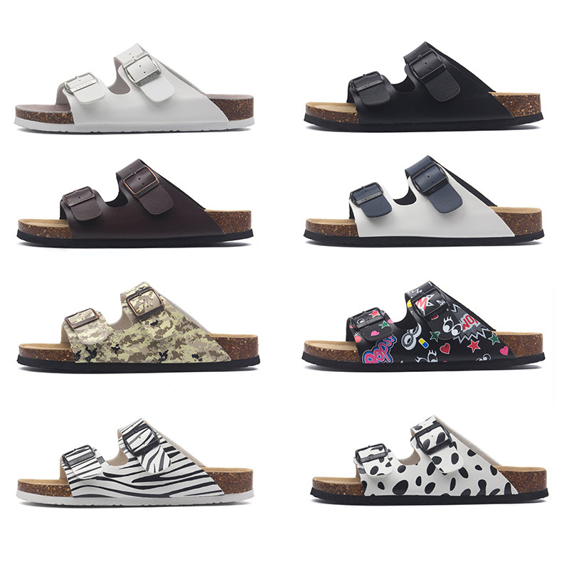 Macbullen flat cork slippers summer men and women with the same beach word buckle increased outdoor ins tide cool drag
