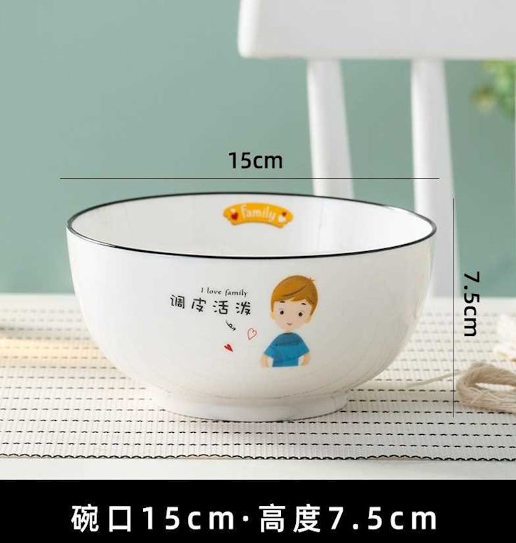 A family of three bowls 3 people with a dish suit Home minimalist composition cute creative personality Ceramic Bowl Lovers 2 people