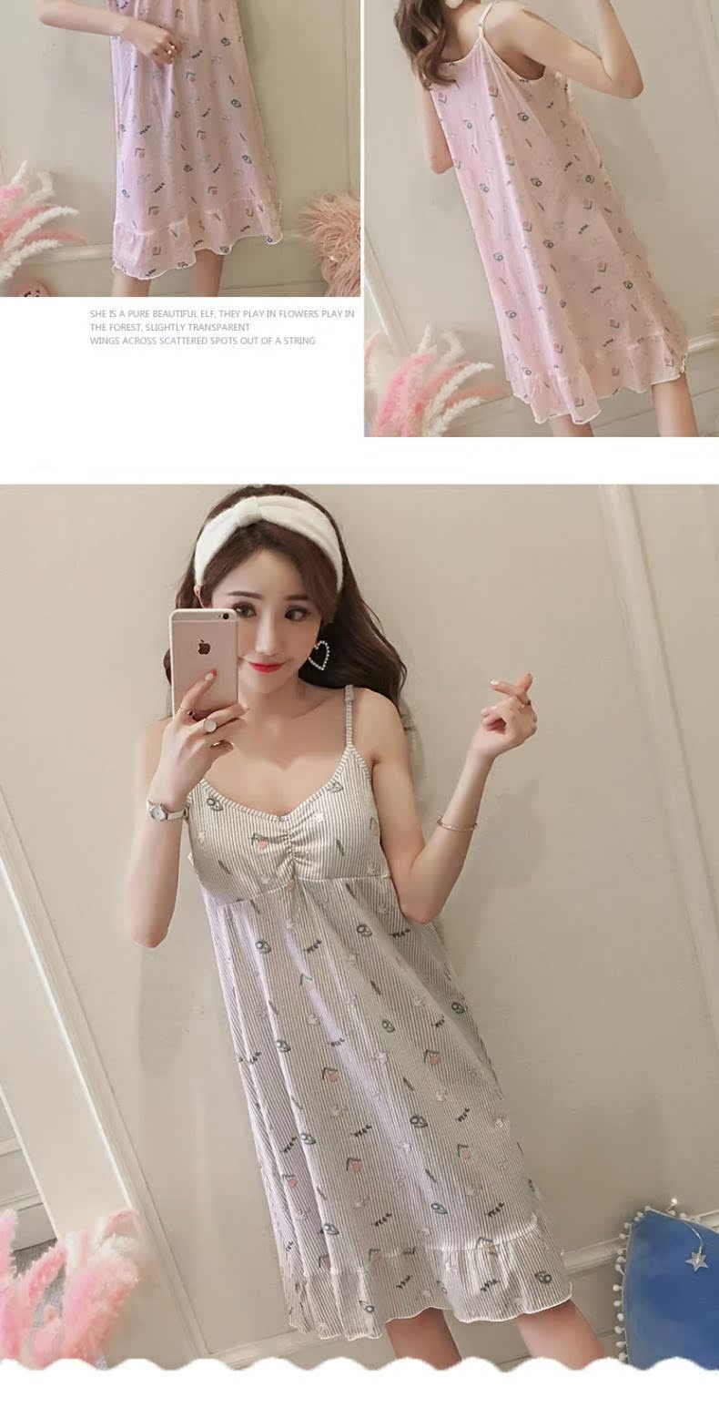Có thể mặc bên ngoài với áo độn ngực nữ mùa hè cotton gợi cảm áo yếm vest sinh viên mặc đồ lót miễn phí - Đêm đầm váy ngủ lụa tơ tằm