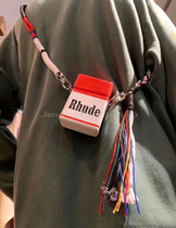 RHUDE Marlboro cigarette box bag red and black two-color letter slogan chest bag shoulder bag ins Super fire