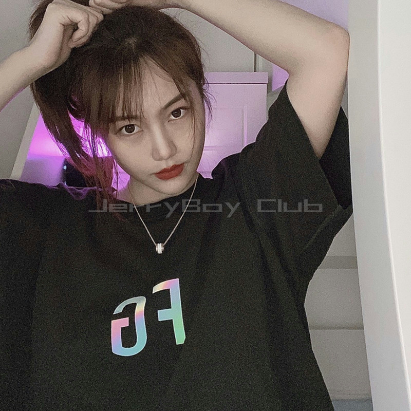 FOG FEAR OF GOD Sixth Season Rich 3M Colorful Reflective FG Letter Printed Male And Female Couples Short Sleeve T-shirt