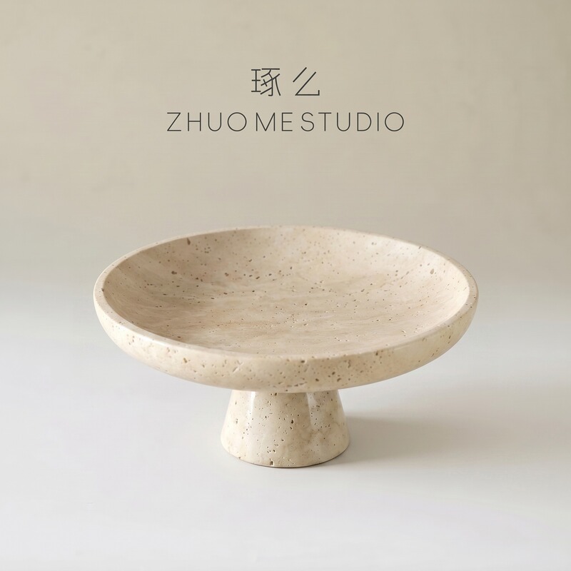 Carved Travertine High Tray Coffee Table Fruit Plate Home Living Room Decoration Minimalist Style Snack Fruit Storage Tray Carved Travertine High Tray Coffee Table Fruit Plate Home Living Room Decoration Minimalist Style Snack Fruit Storage Tray