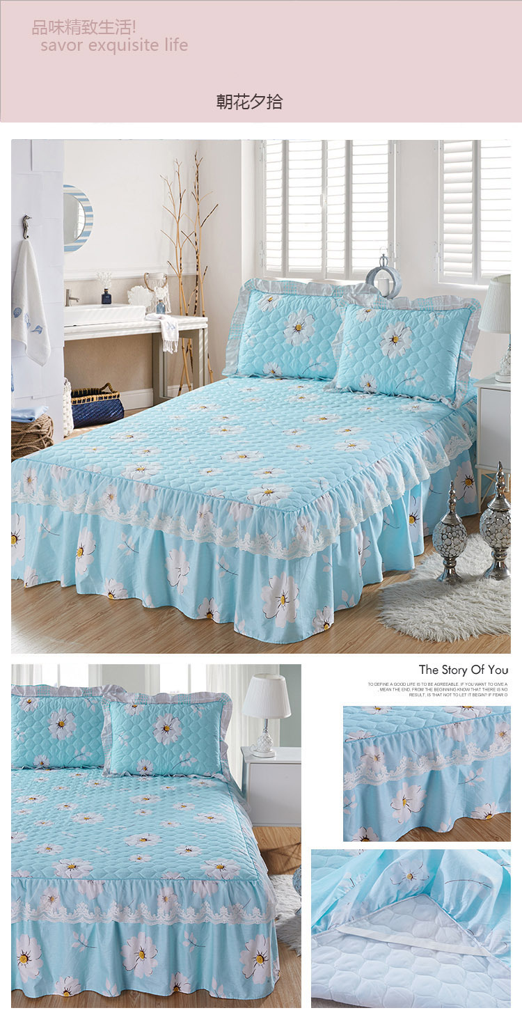 Chăn bông có đệm lót váy đơn mảnh vải trải giường loại cotton cộng với cotton chống trượt trải giường 1,5 m 1,8m giường - Váy Petti giường váy