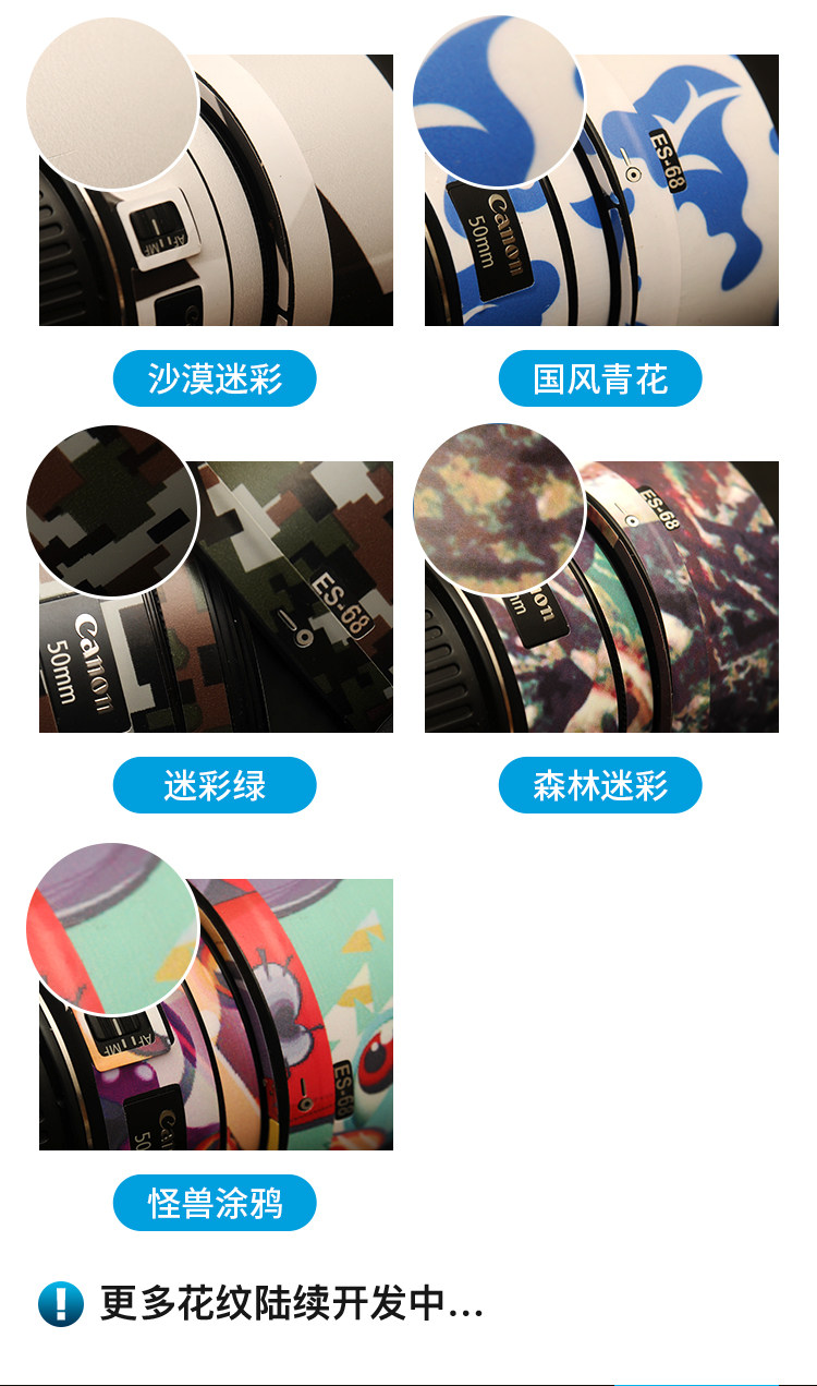 Защитная пленка для экрана фотокамеры 佳能50mmf1.8stm三代镜头迷彩磨砂碳纤矩阵美保护贴本镜身贴膜 Pim