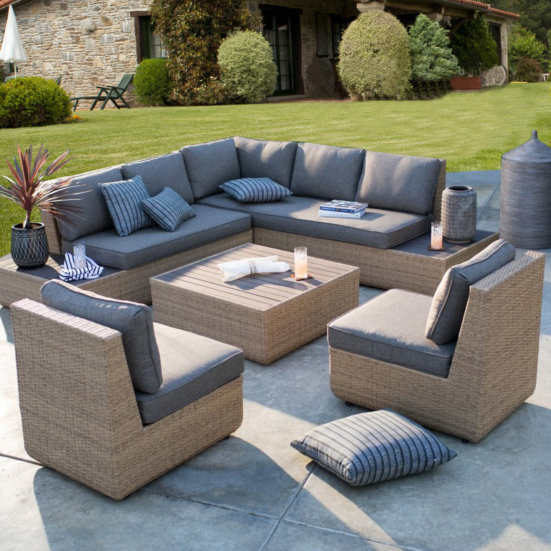 Outdoor Rattan Sofa Combination Balcony Courtyard Garden Vine Chair Outdoor Terrace Casual Corner Sofa Sunscreen Waterproof-Taobao