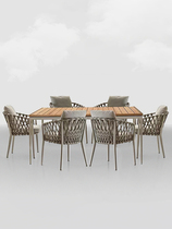 Nordic casual rattan outdoor dining table and chair combination three-piece rattan chair furniture garden terrace balcony outdoor courtyard
