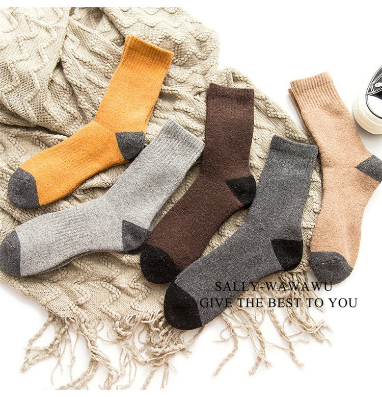 SOXLAB mùa thu và mùa đông dày vớ ấm nam len terry vớ vớ dài ống nam vớ cotton ấm tất trắng cao cổ
