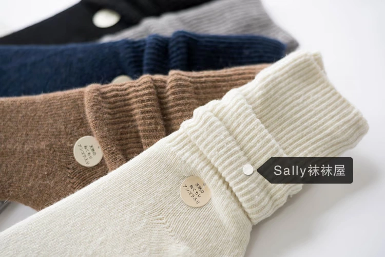 Mùa thu và mùa đông mặt bích dày cashmere màu rắn vớ vớ len nữ vớ Nhật Bản vớ vớ retro dày vớ tất trắng