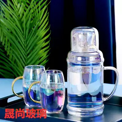 Glass cold water bottle retro household cold water bottle with kettle explosion-proof high temperature glass water cup set large capacity pot
