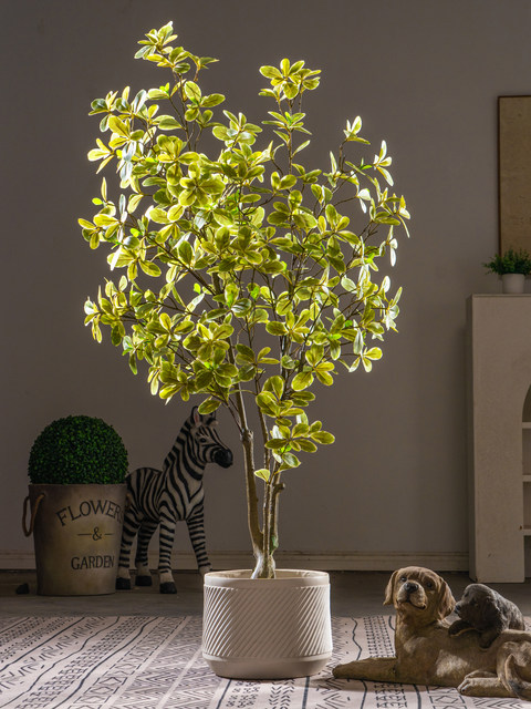 Extra-Large Artificial Money Tree, Simulated Green Plant for Indoor Living Room Decoration, Bionic Plant, Vintage-Style Fortune Tree, Fake Tree