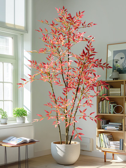Simulated Green Plant Nandina Bamboo High-End Light Luxury Indoor Large Artificial Tree Plant Floor-Standing Decoration Living Room Tree