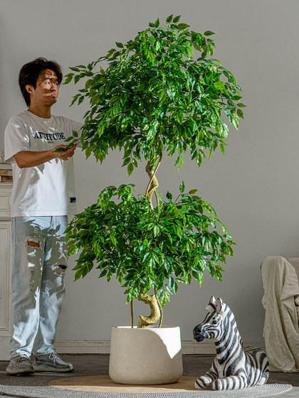 Artificial Green Plant Climbing Banyan Tree Fake Tree Happiness Tree Artificial Plant Living Room Interior Decoration Artificial Tree Floor-Standing Ornament