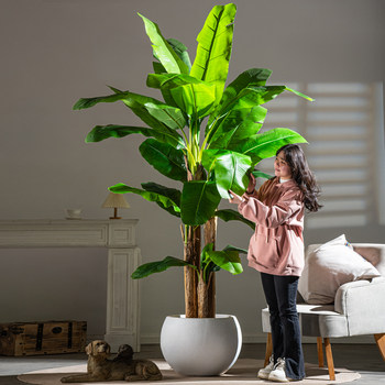 Sen Yicheng High-End Light Luxury Large Artificial Banana Tree Plant, Simulated Fake Tree, Green Plant for Indoor Living Room Landscaping Decoration