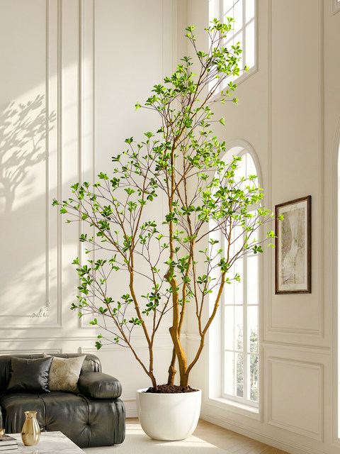 Artificial Horsewood Tree, Large Artificial Banyan Tree, Indoor and Outdoor Azalea, Floor-Standing Simple Decorative Green Plant Landscaping