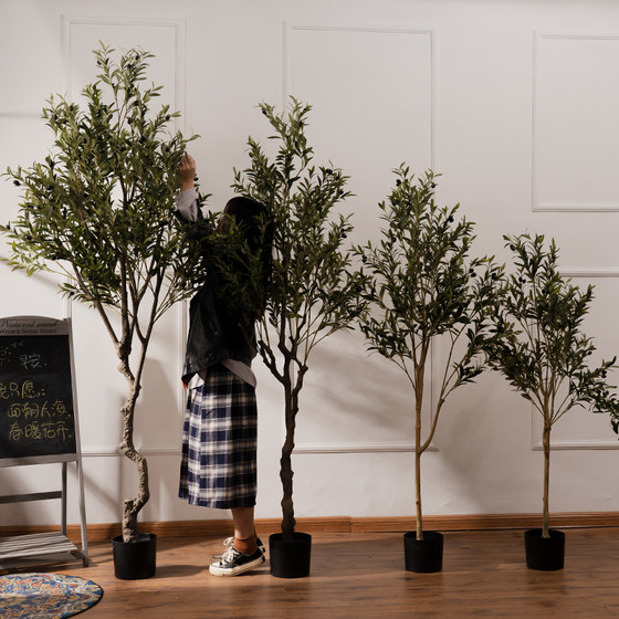 Large Nordic Artificial Tree, Simulated Green Plant Olive Tree, Floor-Standing Potted Plant, Home Living Room Indoor Landscaping Decoration Ornament