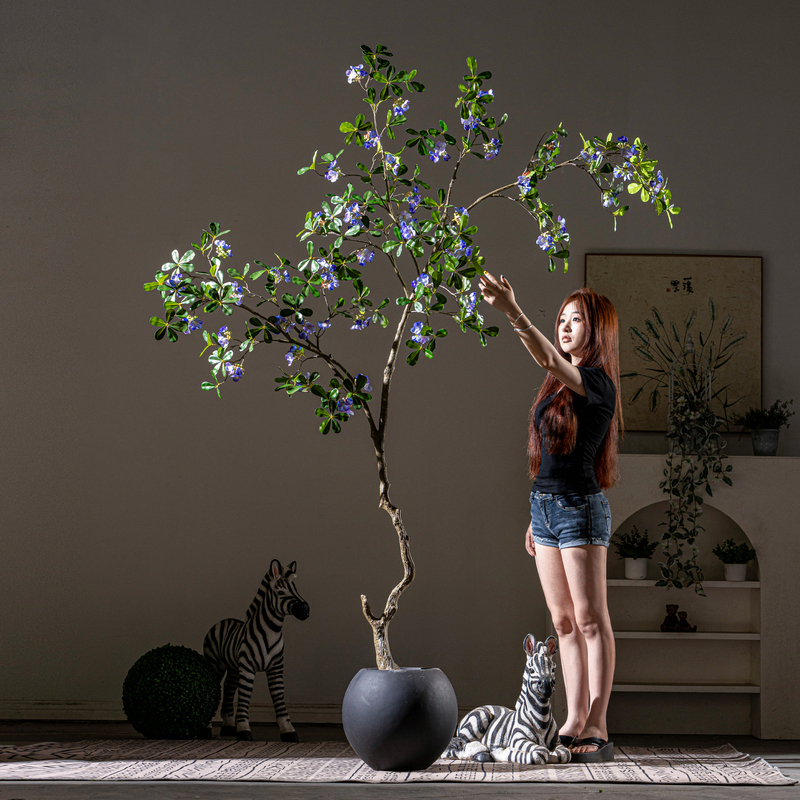 Artificial Green Plant Money Tree Fake Flower Tree High-End Light Luxury Living Room Balcony Floor-Standing Potted Plant Decoration Window Display Landscaping