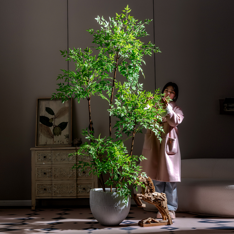 Artificial Green Plant of Phoebe Latifolia, Luxury High-End Floor-Standing Potted Plant, Faux Flower and Tree Decoration for Living Room Artificial Green Plant of Phoebe Latifolia, Luxury High-End Floor-Standing Potted Plant, Faux Flower and Tree Decoration for Living Room