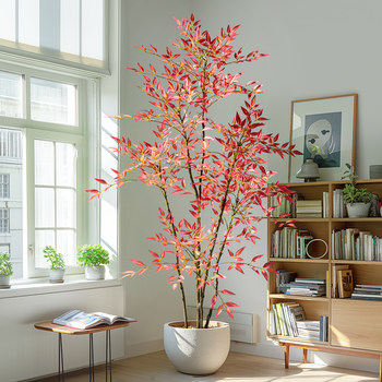 High-End Light Luxury Artificial Green Plant, Artificial Bamboo, Simulated Indoor Living Room Large Floor-Standing Potted Plant, Landscaping Artificial Tree