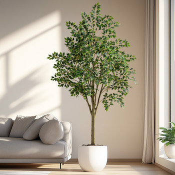 Simulated Banyan Tree, High-End Bionic Green Plant for Landscaping and Decoration, Indoor Living Room Artificial Tree, High-End Light Luxury Floor-Standing Plant Ornament