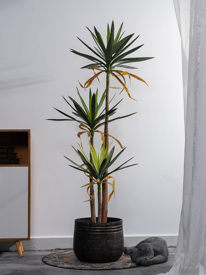 Nordic Artificial Dragon Blood Tree Potted Plant, Succulent Green Plant, Fake Tree for Indoor Living Room, Shop Landscaping, Floor-Standing Decorative Ornament