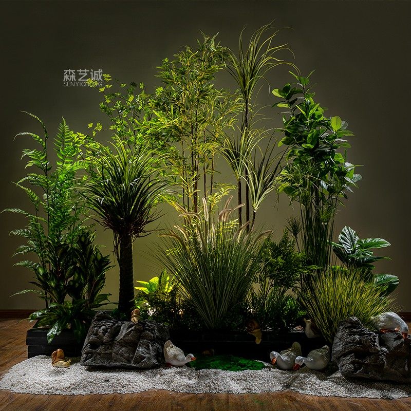 New Chinese Emulation Fake Tree Bamboo Indoor Corner Shop Window Shop Decoration Scene View Arrangement Building Decoration Pendulum