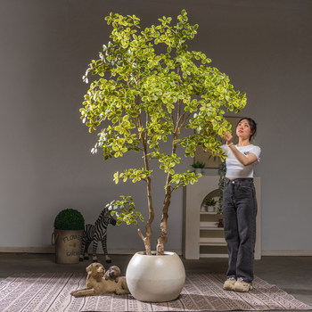 High-End Artificial Green Plant, Fortune Tree, Fake Tree, Artificial Money Tree, Fake Potted Plant, Living Room Indoor Floor-Standing Decorative Ornament