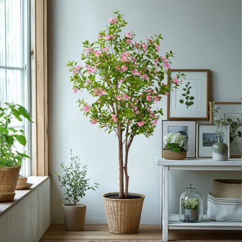 Simulated Green Plants, Artificial Plants, Myrtle, High-End Light Luxury Floor-Standing Decoration, Indoor Potted Plants, Simulated Trees, Living Room Ornaments