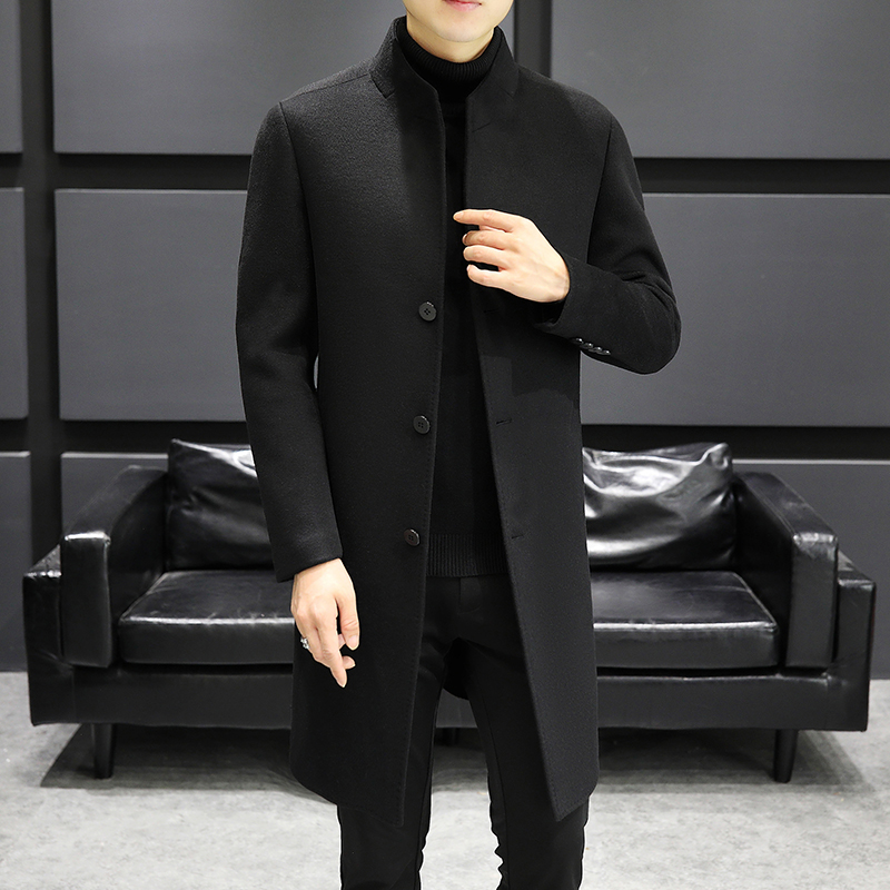 Light and luxurious double face, big coat men's medium long version Fashion pure wool windy autumn and winter standout business Son Coat